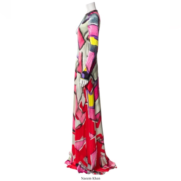 Naeem Khan Multicolour Watercolour print gown size S with pockets - Picture 3 of 3